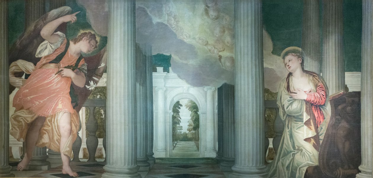 Zwiastowanie, 1556 (olej na płótnie) autorstwa (1528-88) Veronese
