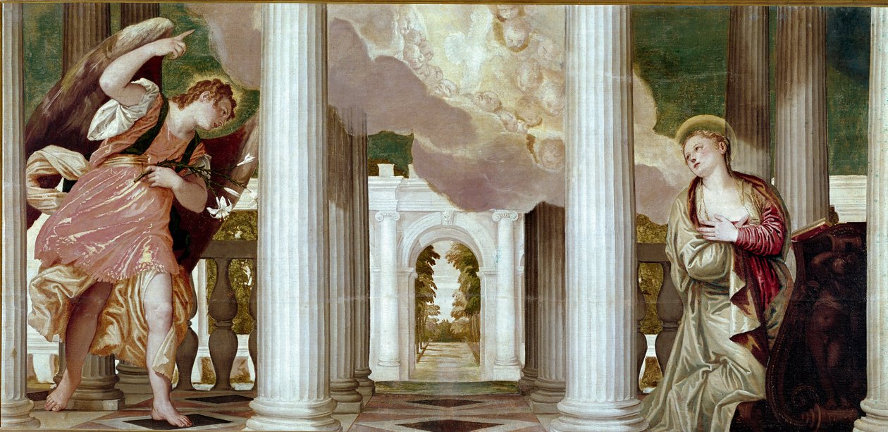 Zwiastowanie. Obraz Paolo Caliari dit Paolo Veronese (1528-1588) autorstwa Veronese