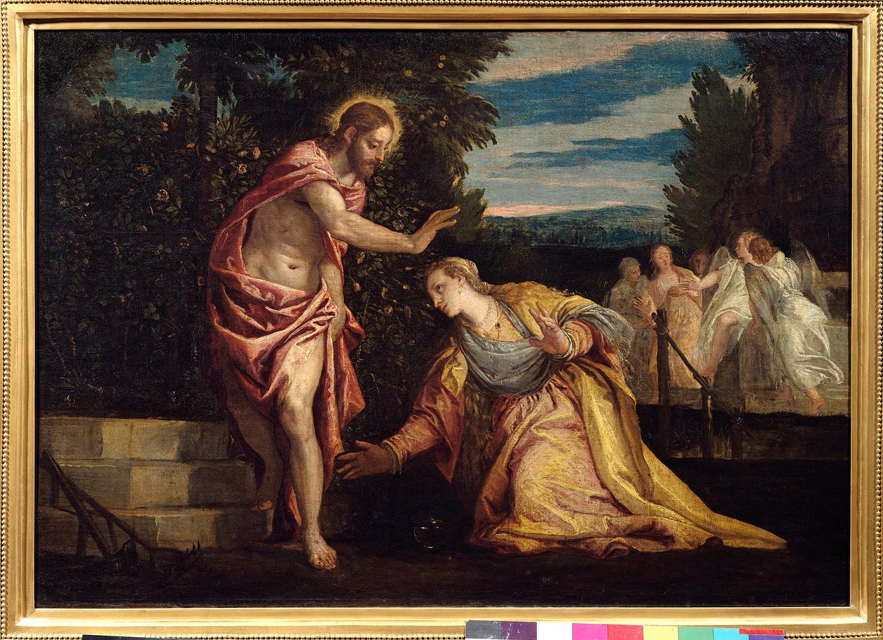 Chrystus ukazujący się Magdalenie (Noli me tangere) Obraz Paolo Veronese (1528-1588) wym. 0,67 x 0,97 m. Grenoble. Musee Des Beaux Arts - Chrystus ukazujący się Marii Magdalenie (Noli Me Tangere). Obraz Paolo Veronese (1528-1588). 0,67 x 0,95 m. Bea autorstwa Veronese