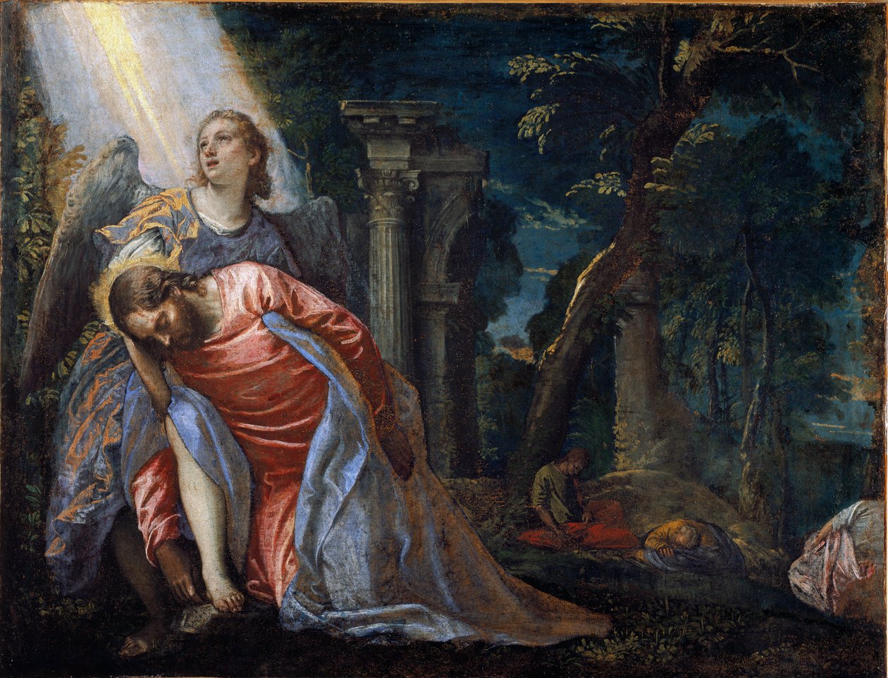 Chrystus w ogrodzie wspierany przez anioła. Obraz Paolo Caliari dit Paolo Veronese (1528-1588), ok autorstwa Veronese