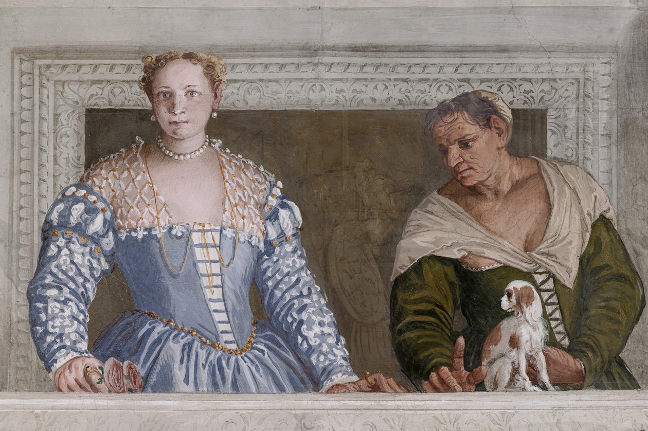 Donna Barbaro i jej pielęgniarka, Sala Olimpu, fragment 2632651 autorstwa Veronese
