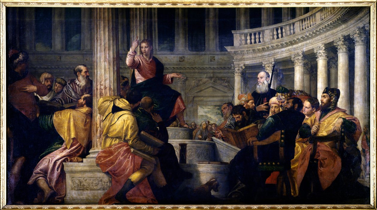 Jezus rozmawia z lekarzami. Obraz Paolo Veronese (1528-1588) autorstwa Veronese