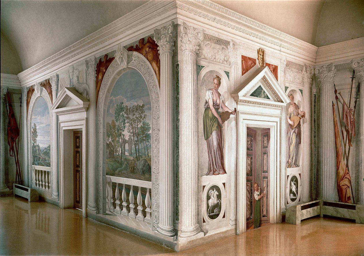 Pejzaże i muzycy Fresco Paolo Veronese (Paolo Caliari) (1528-1588) ok. 1561 r. Maser (Treviso), Villa Barbaro autorstwa Veronese