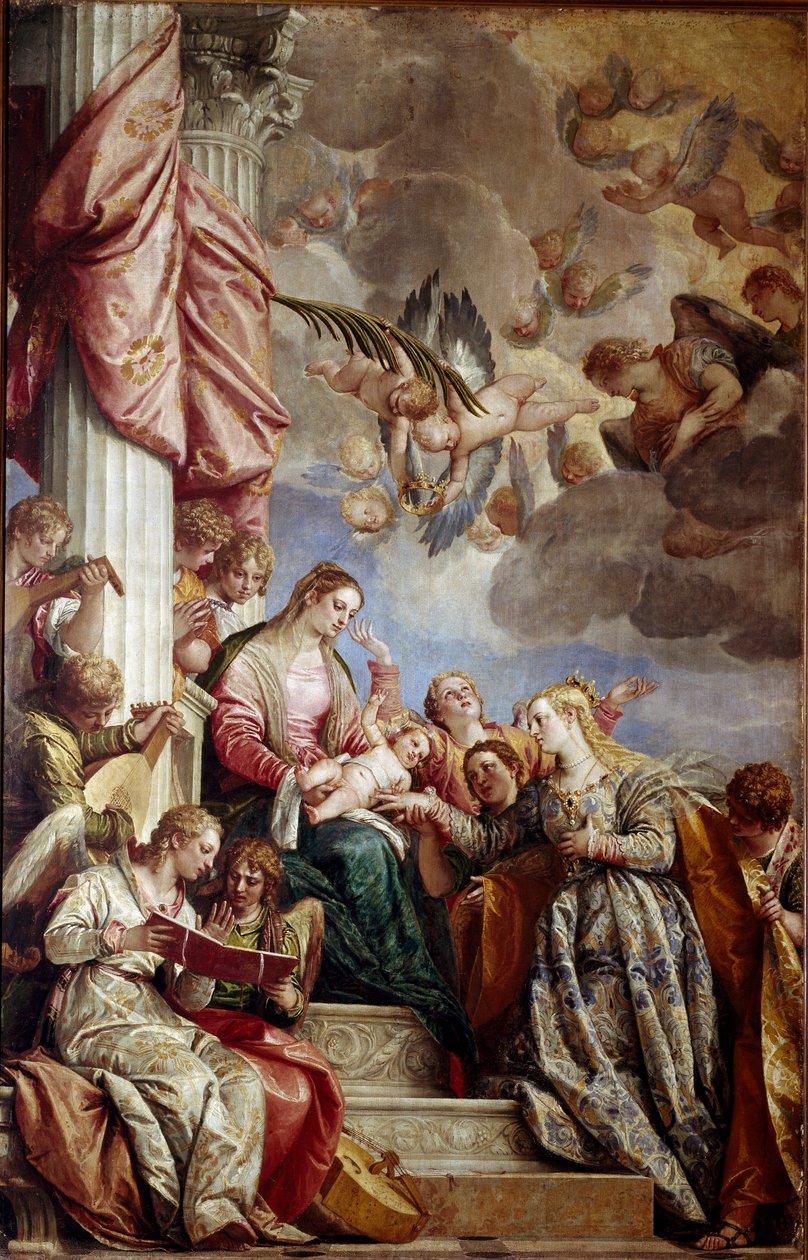 Mistyczne zaślubiny św. Katarzyny. Obraz Paolo Caliari Paolo Veronese (1528-1588), ok. 1575. Olej na płótnie. Wymiary: 337x241cm. Wenecja, Gallerie del 