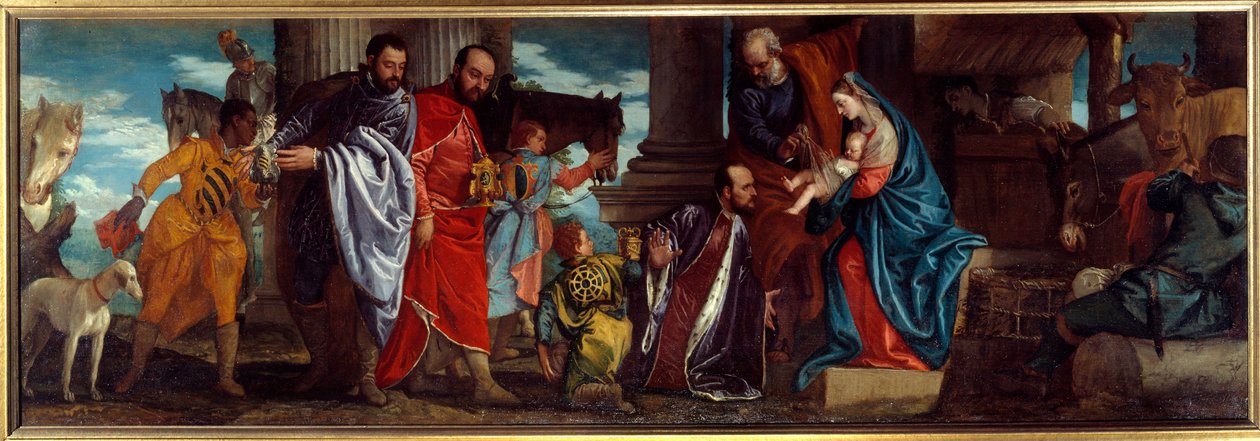 Adoracja Trzech Króli Obraz Paolo Caliari dit Paolo Veronese (1528-1588) XVI-wieczne słońce. 1,34x2,94 m Lyon, Muzeum Sztuk Pięknych autorstwa Veronese