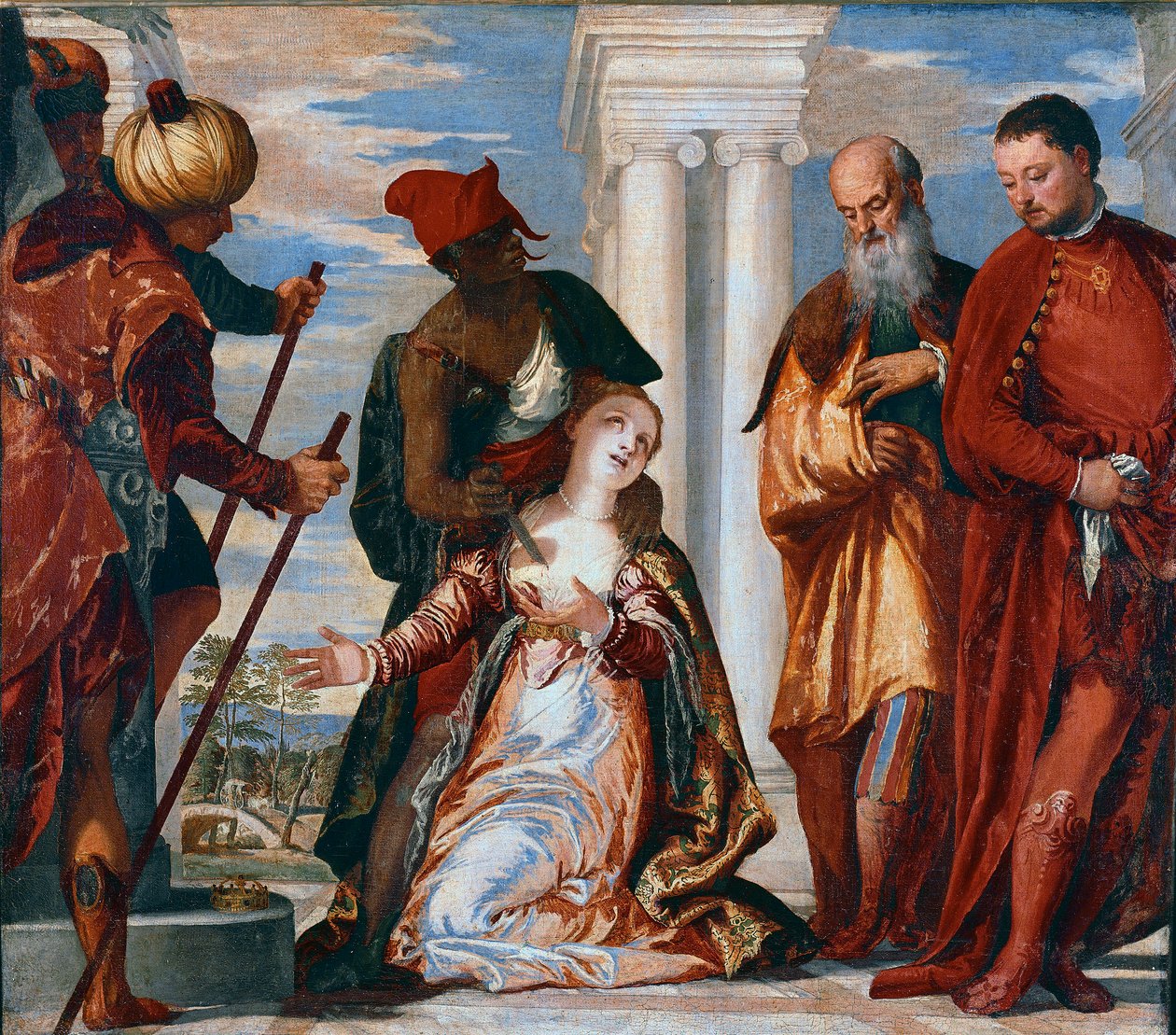Męczeństwo św. Justyny Święta Justyna z Padwy zostaje przeszyta uderzeniem mieczy. Obraz Paolo Caliari dit Veronese (1528-1588) autorstwa Veronese