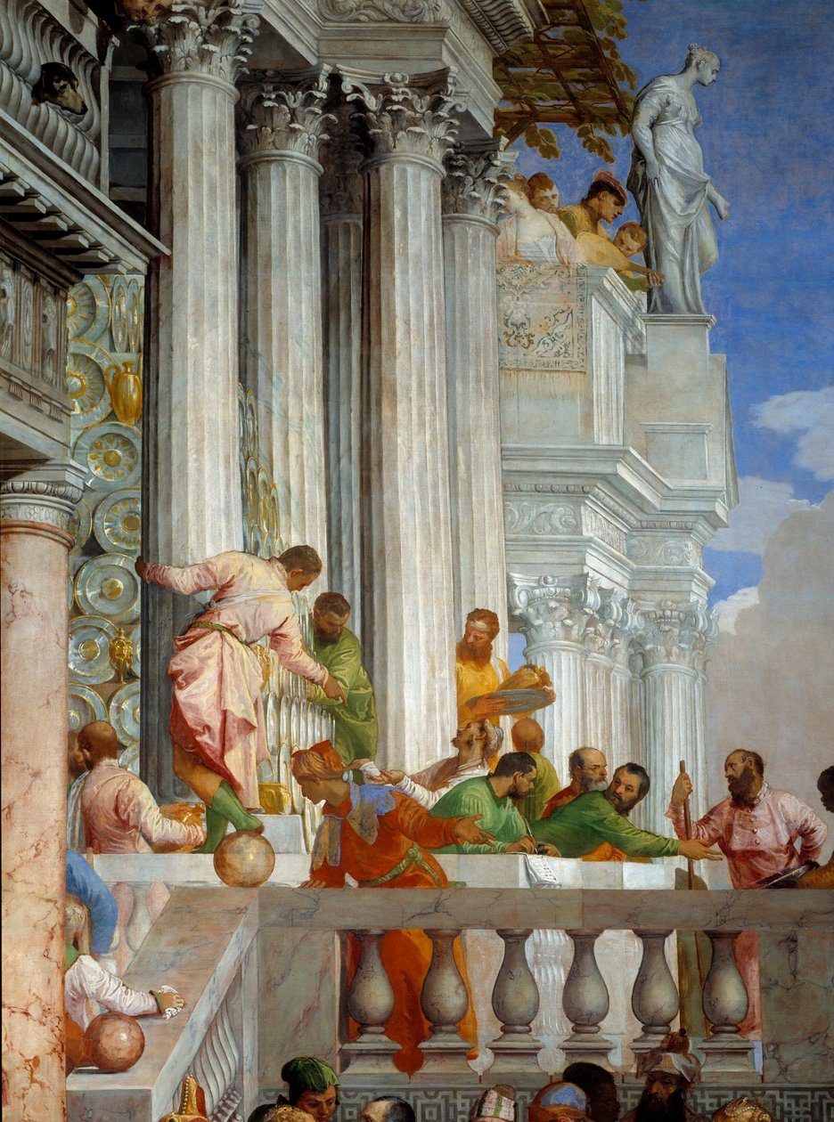 Wesele Kany, detal: kolumny i balkon. Fresk Paolo Veronese (1528-1588) Ec. pt. autorstwa Veronese