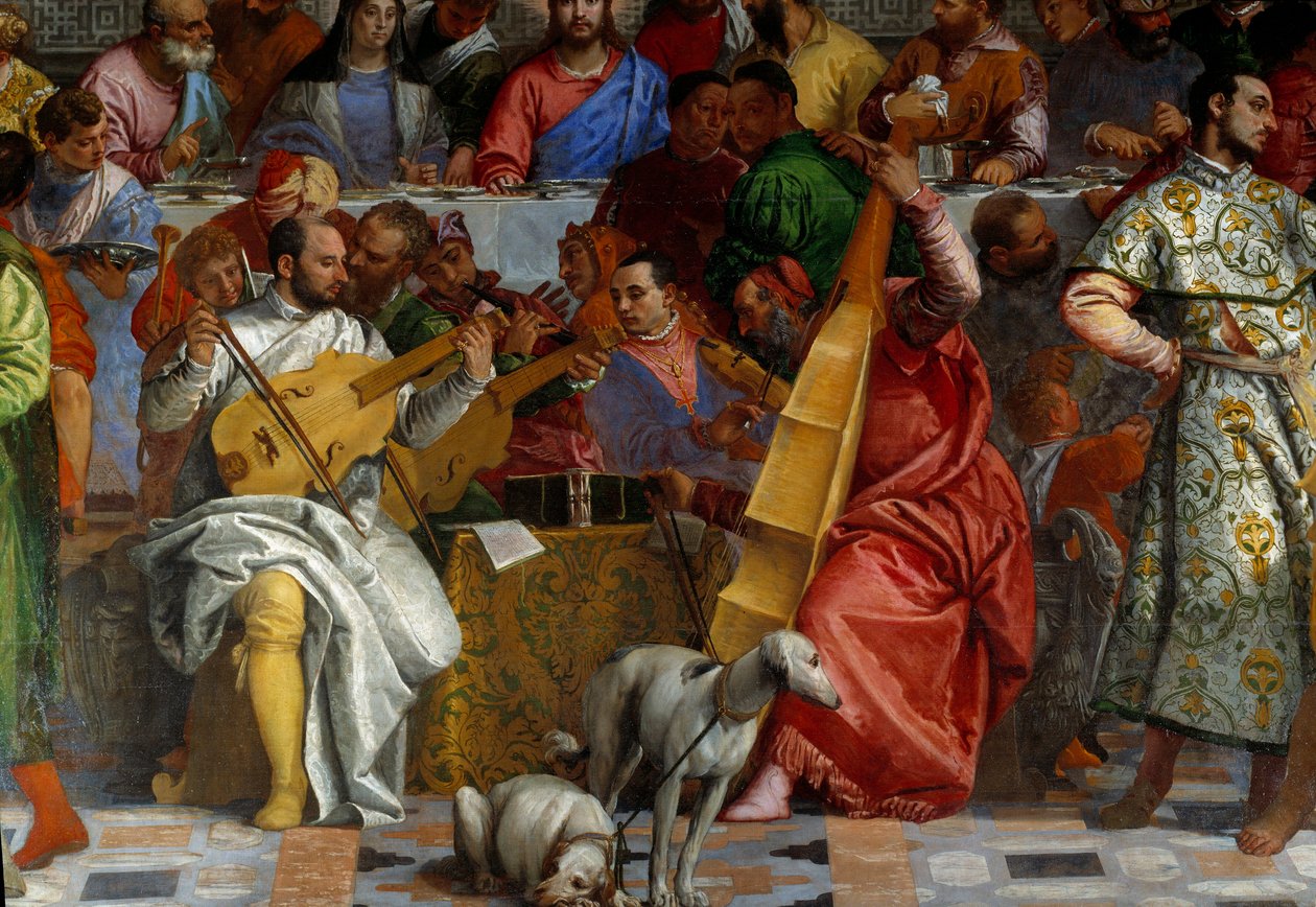 Ślub Cany, szczegół: muzycy. Fresk Paolo Veronese (1528-1588) Ec. pt. autorstwa Veronese