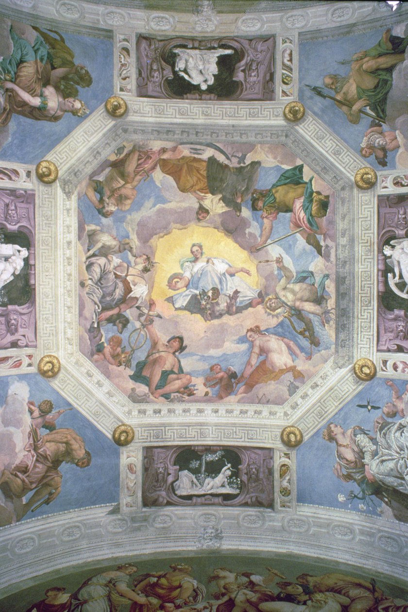 Uniwersalna Harmonia, czyli Boska Miłość, ze stropu Sala di Olimpo, ok. 1561 (fresk) autorstwa Veronese