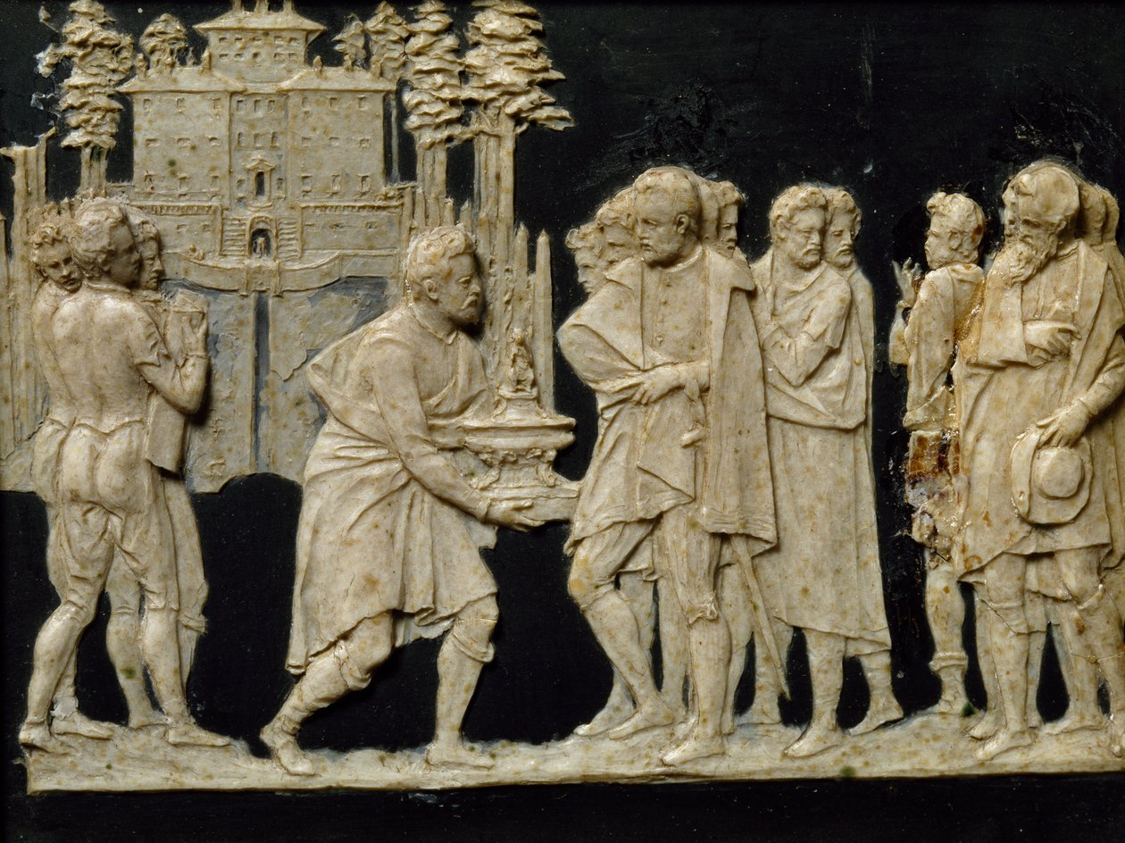 Prezentacja Francesco I modelowej fontanny w Pratolino, autorstwa Jean de Boulogne aka Giambologna (1529-1608), woskowana płytka autorstwa Giambologna