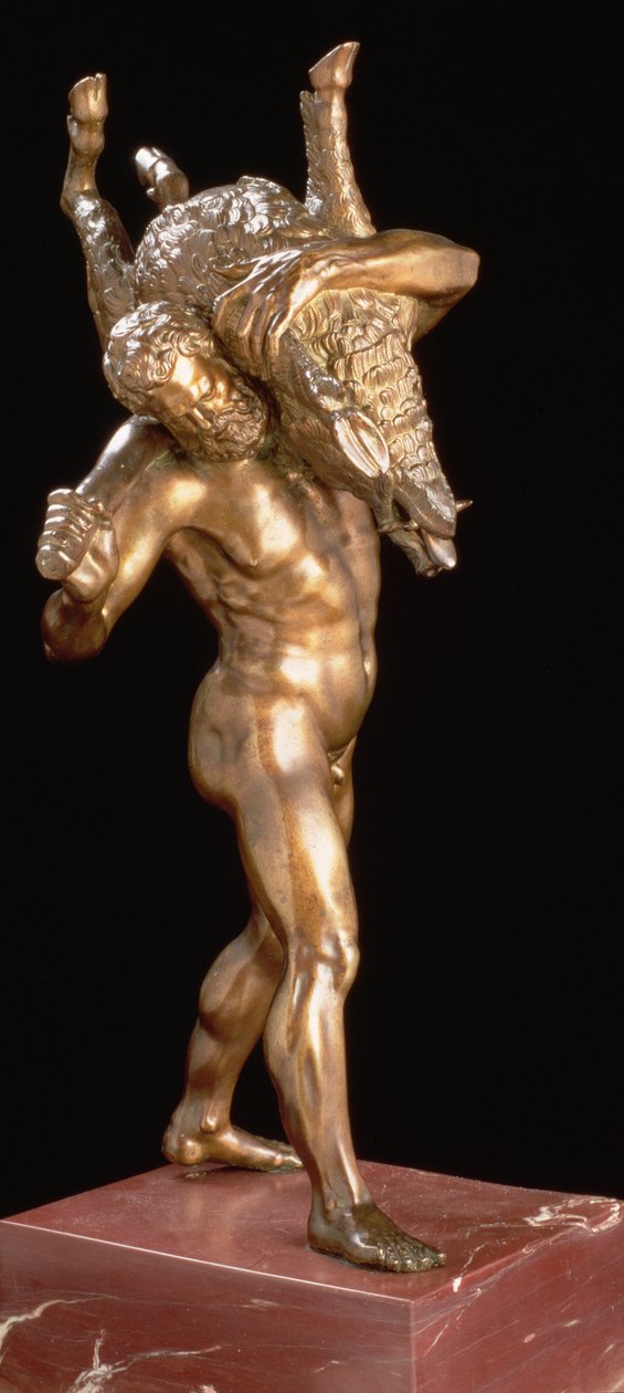 Herkules i dzik erymantyjski (brąz złocony) autorstwa Giambologna