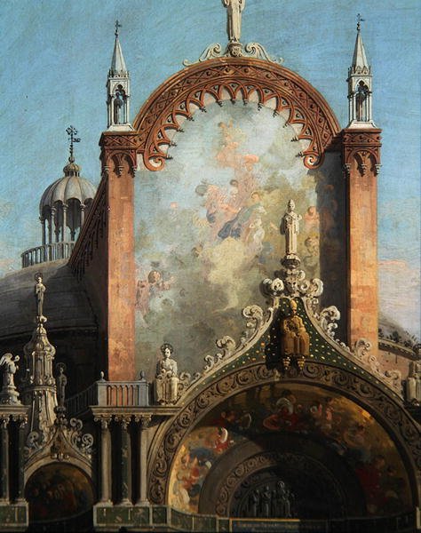 Detal Kaprysu kościelnego (olej na płótnie) autorstwa Canaletto