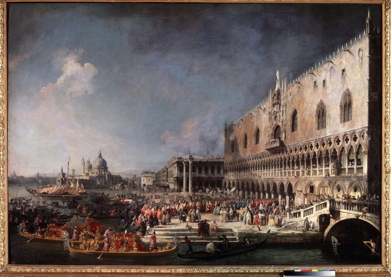 „Wejście hrabiego Gergy, ambasadora Francji, do Pałacu Książęcego w Wenecji” (przybycie ambasadora Francji w Wenecji) Obraz Giovanniego Antonio Canal, Said Canaletto (1697-1768) autorstwa Canaletto