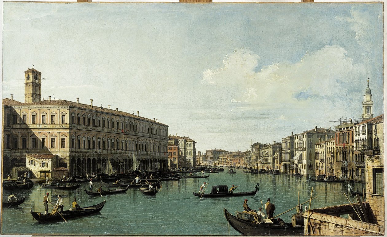 Wielki Kanał widziany z mostu Rialto, około 1725 r. (obraz) autorstwa (1697-1768) Canaletto