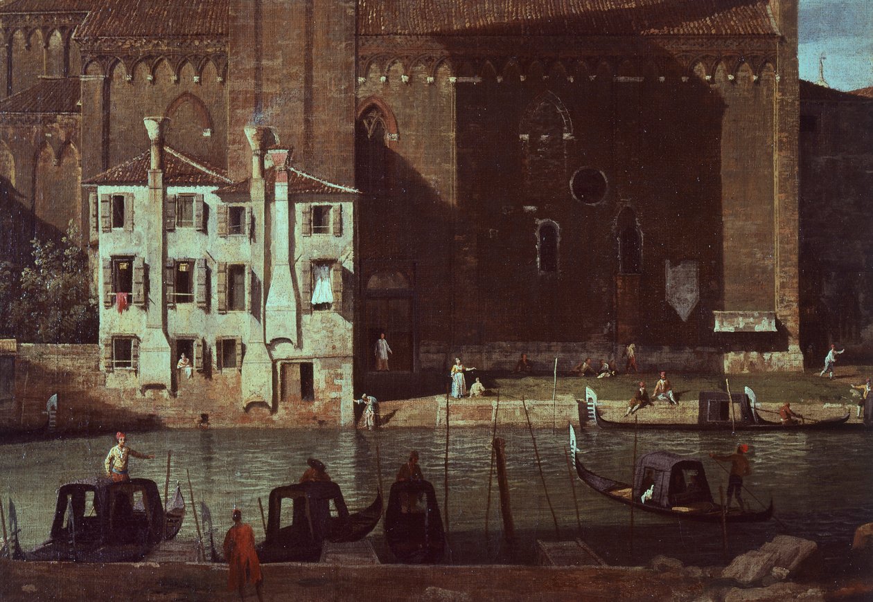 Dwór kamieniarski w Campo (plac) San Vidal i kościół Santa Maria della Carita, ok. 1725 (olej na płótnie) autorstwa (1697 1768) Canaletto
