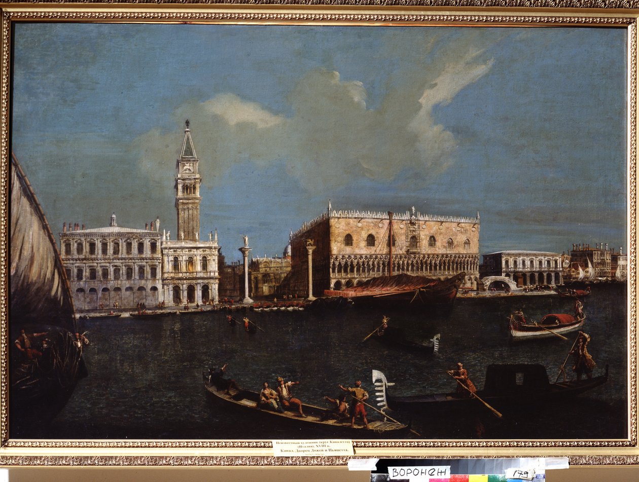 ""Widok na Canal Grande, Pałac Książęcy i Plac Świętego Marka w Wenecji"" (Grand Canal, Piazzetta i Pałac Dożów w Wenecji) Obraz okolicy Kanału Giovanniego Antonio Said Canaletto (1697-1768) XVIII-wieczne Muzeum Sztuk Pięknych Sztuka Iwan Kramskoj (lub autorstwa Canaletto