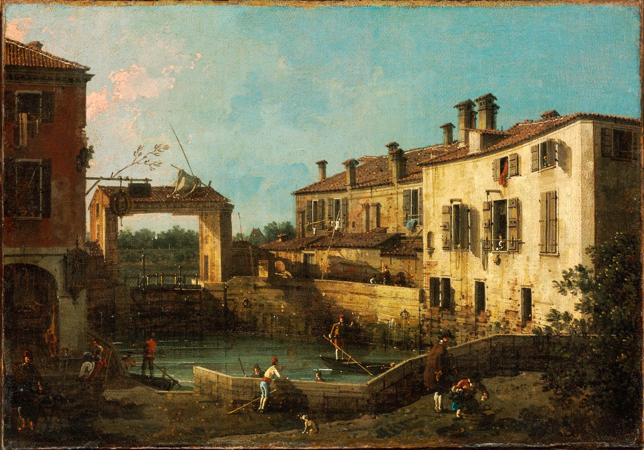 "" Ecluse pres de Dolo, Venise "" (Zamek w pobliżu Dolo, Wenecja) Peinture de Giovanni Antonio Canal dit Canaletto (1697-1768) 1776 Dim 30,5x44,5 cm Muzeum Szepmuveszeti, Budapeszt autorstwa Canaletto