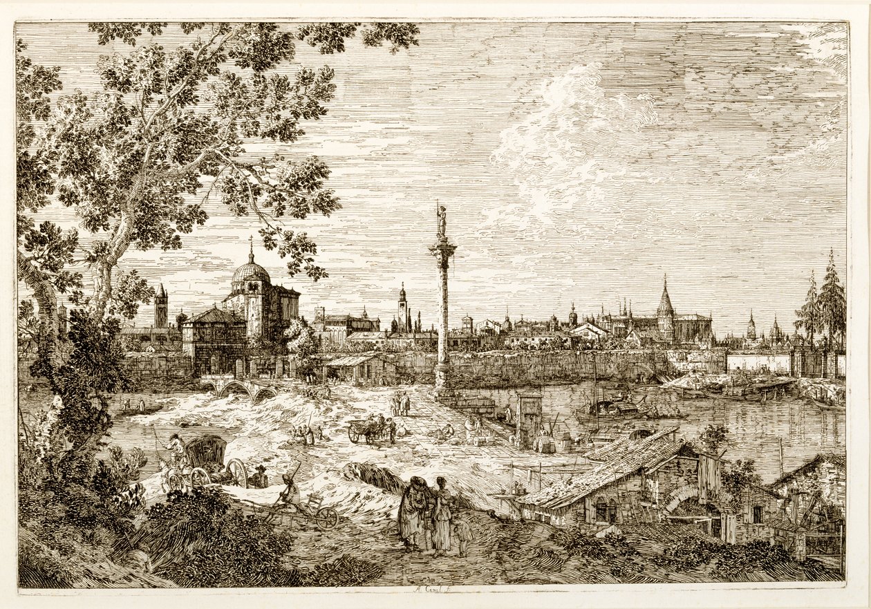 Wyimaginowany widok Padwy, ok. 1740 (akwaforta) autorstwa Canaletto