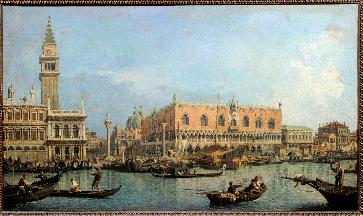 Le Mole, widok z basenu św. Marka do Wenecji Obraz Antonio Canal dit Canaletto (1697-1768) XVIII-wieczne słońce. 0,47x0,81 m - Molo z dorzecza San Marco, Wenecja. Obraz Antonio Canal zwany Canaletto (1697-1768) autorstwa Canaletto