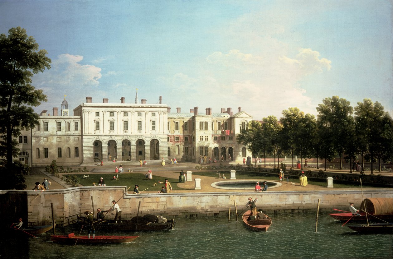 Stary Somerset House z Tamizy, Londyn (olej na płótnie) autorstwa Canaletto