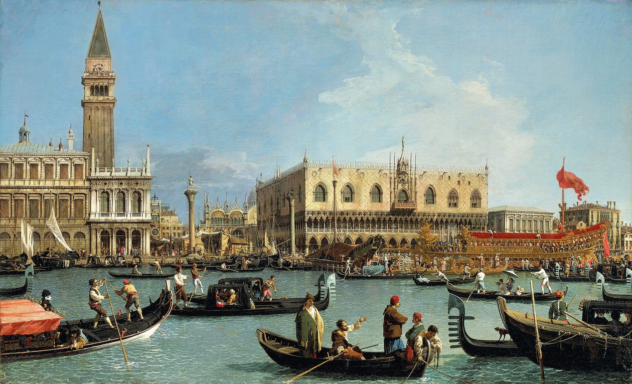 Powrót Bucintoro do Molo w Dzień Wniebowstąpienia autorstwa Canaletto