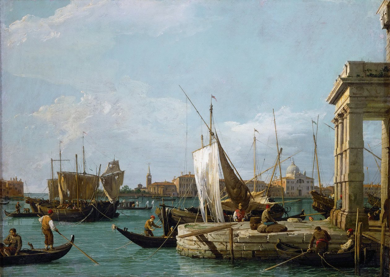 Rokoko: Punta della Dogana (Obrzędy celne) w Wenecji par Canaletto (1697-1768), ok. 1968 r. 1725. Olej na płótnie, 46x63,4. Muzeum Historii Sztuki, Wiedeń autorstwa Canaletto