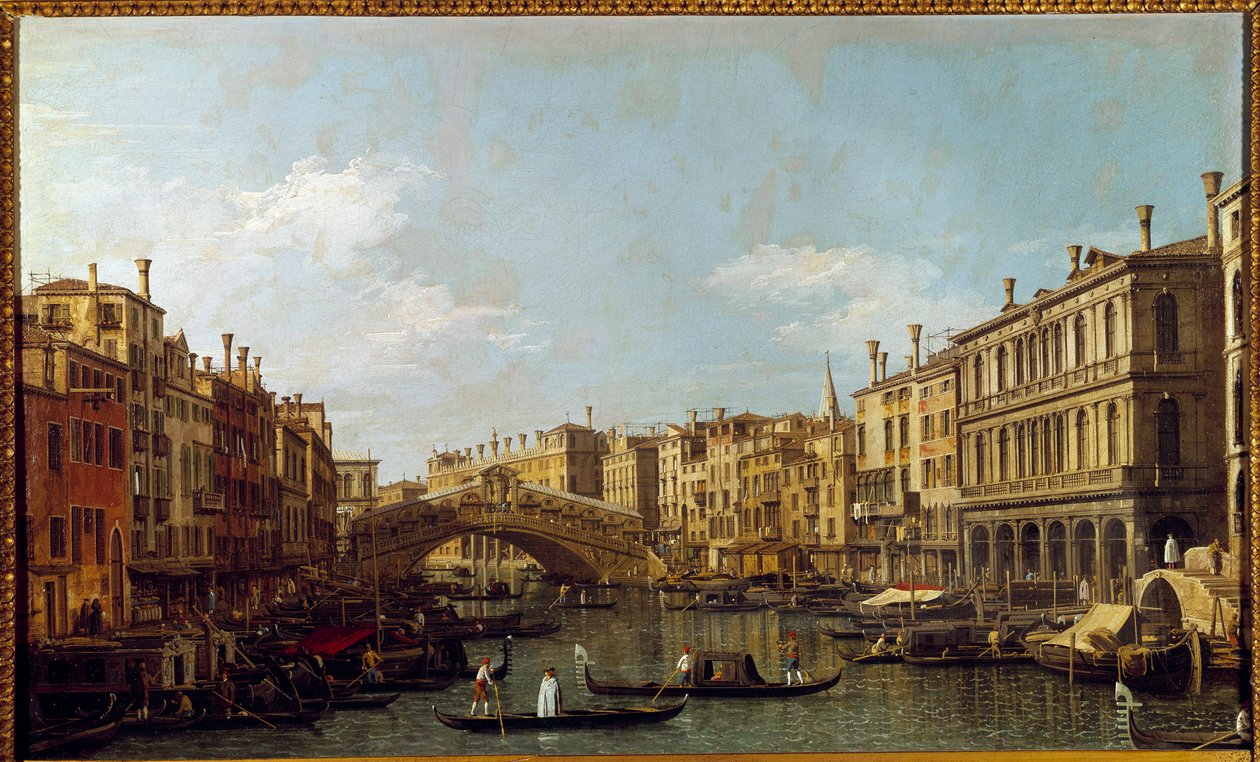 Wielki Kanał i Most Rialto a Wenecja Obraz Antonio Canal dit Il Canaletto (1697-1768) XVIII-wieczny Paryż, Musee Jacquemart Andre autorstwa Canaletto