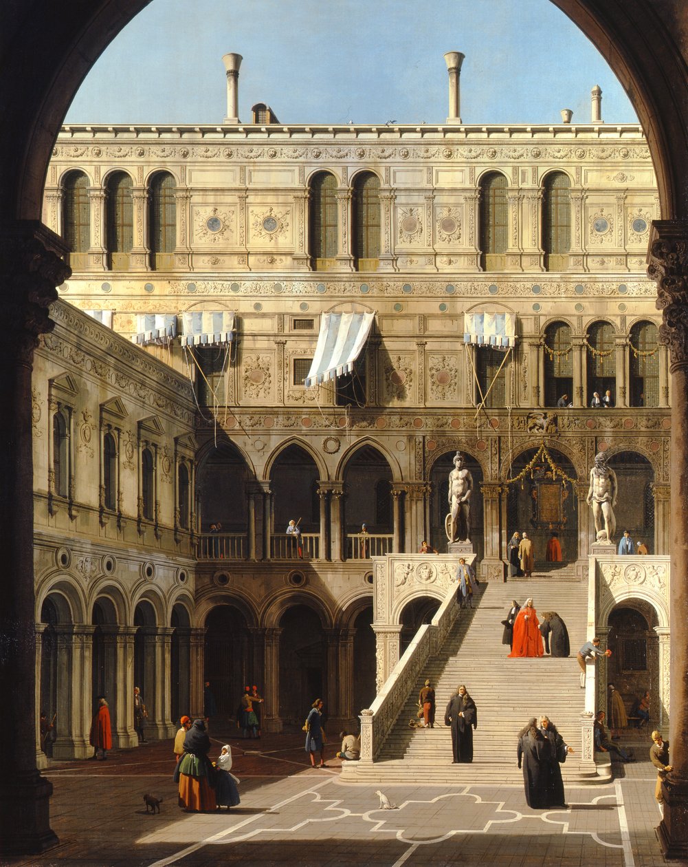 Wenecja, Pałac Książęcy, Scala dei Giganti, ok. 1740 (olej na płótnie) autorstwa Canaletto