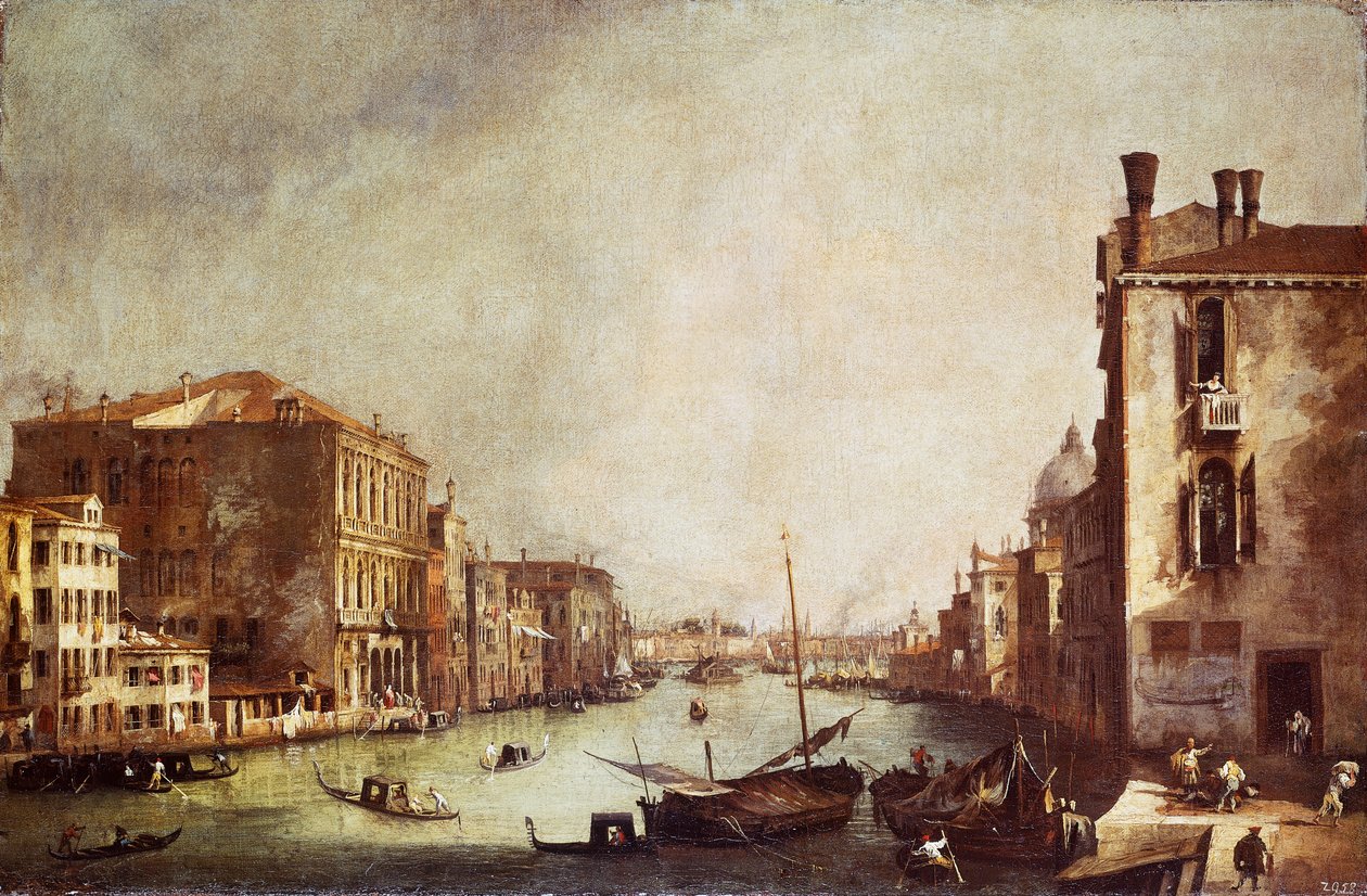 Widok na Canal Grande z San Vio (olej na płótnie) autorstwa Canaletto
