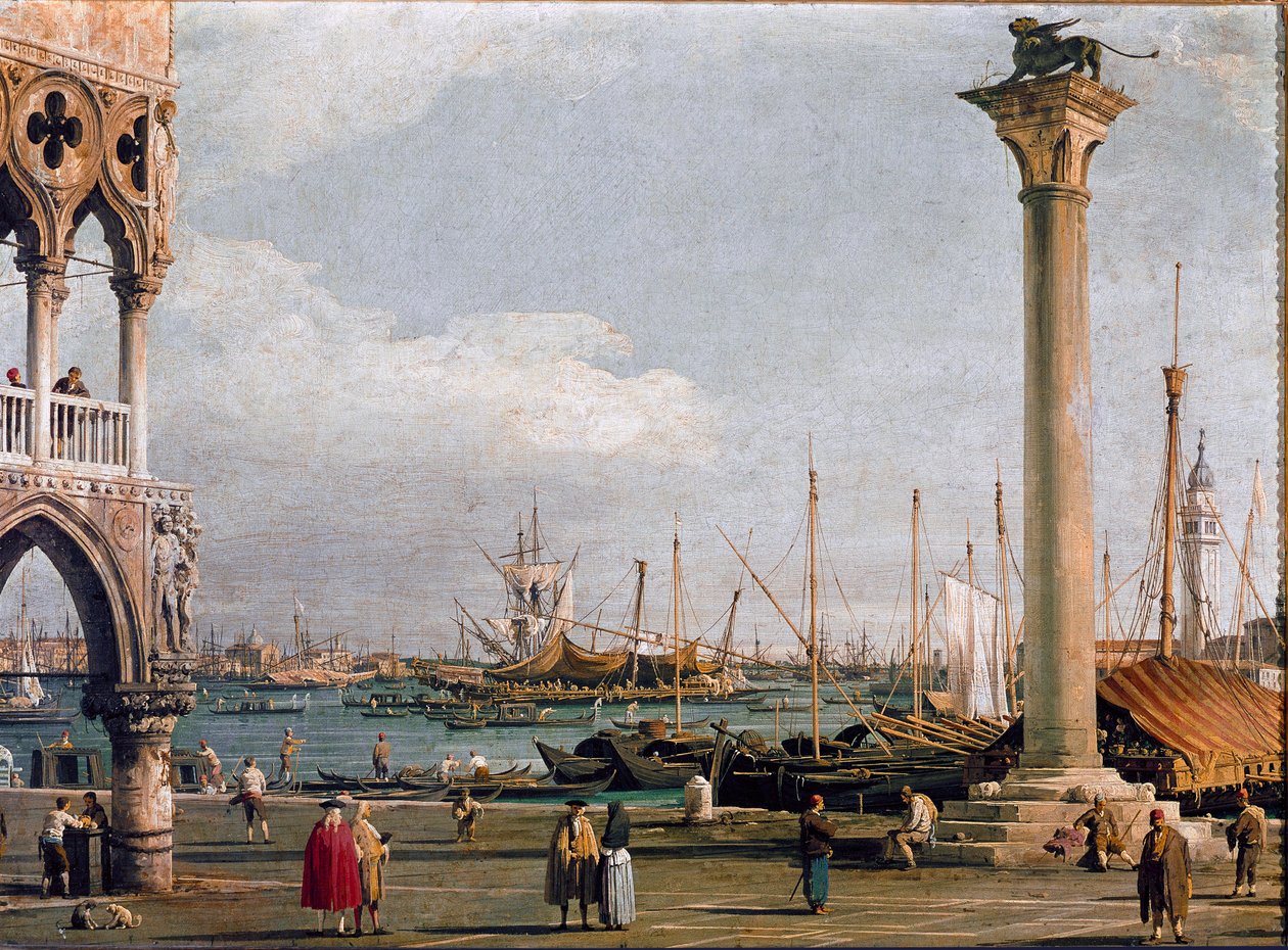Widok Basenu św. Marka i kościoła San Giorgio Maggiore od Piazzetta do Wenecji (olej na płótnie autorstwa Canaletto