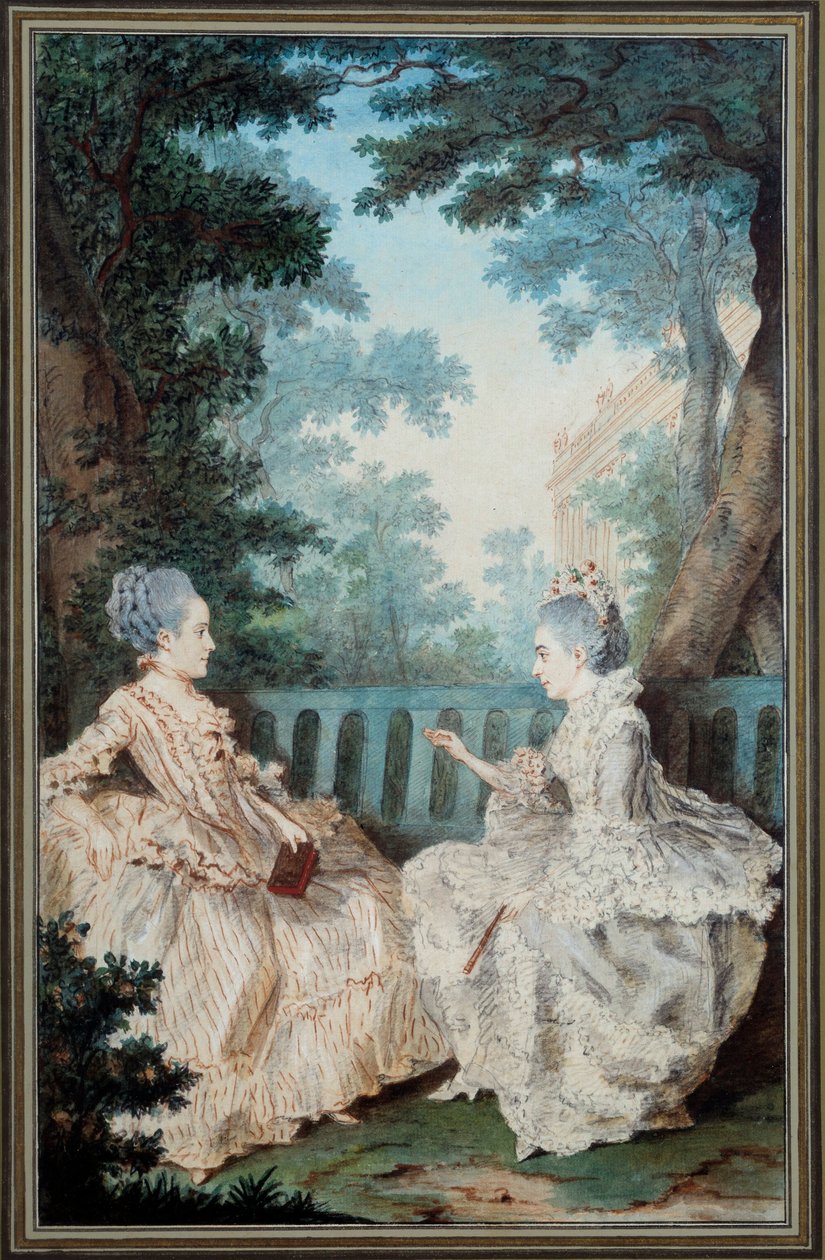 Madame de Breget i Madame de Cassine Akwarela autorstwa Louis carrogis dit Carmontelle (1717-1806) XVIII wiek. Paryż, Muzeum Carnavalet autorstwa Carmontelle