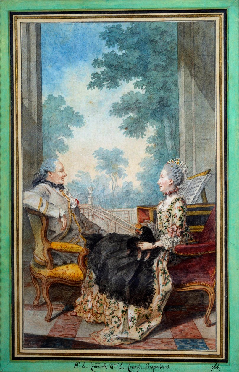 Monsieur and Madame Despourdons akwarela Louis Carrogis Carmontelle (1717-1806) 1766 Paryż, Musee Carnavalet autorstwa Carmontelle