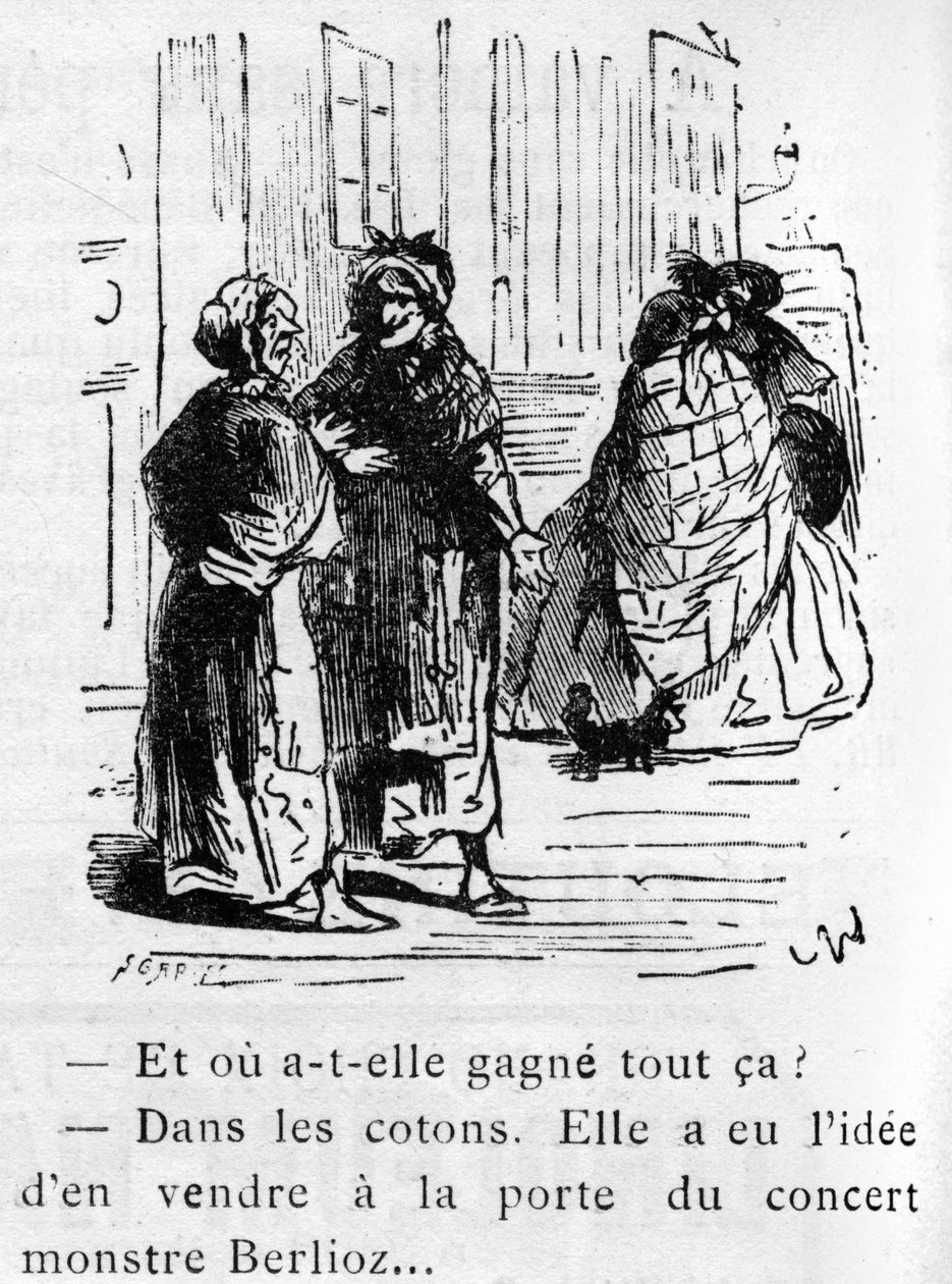 Karykatura o dziele Hectora Berlioza (1803-1869) zaprojektowana przez Nadara w 1856 roku dla czasopisma „Pour rire””. autorstwa Nadar