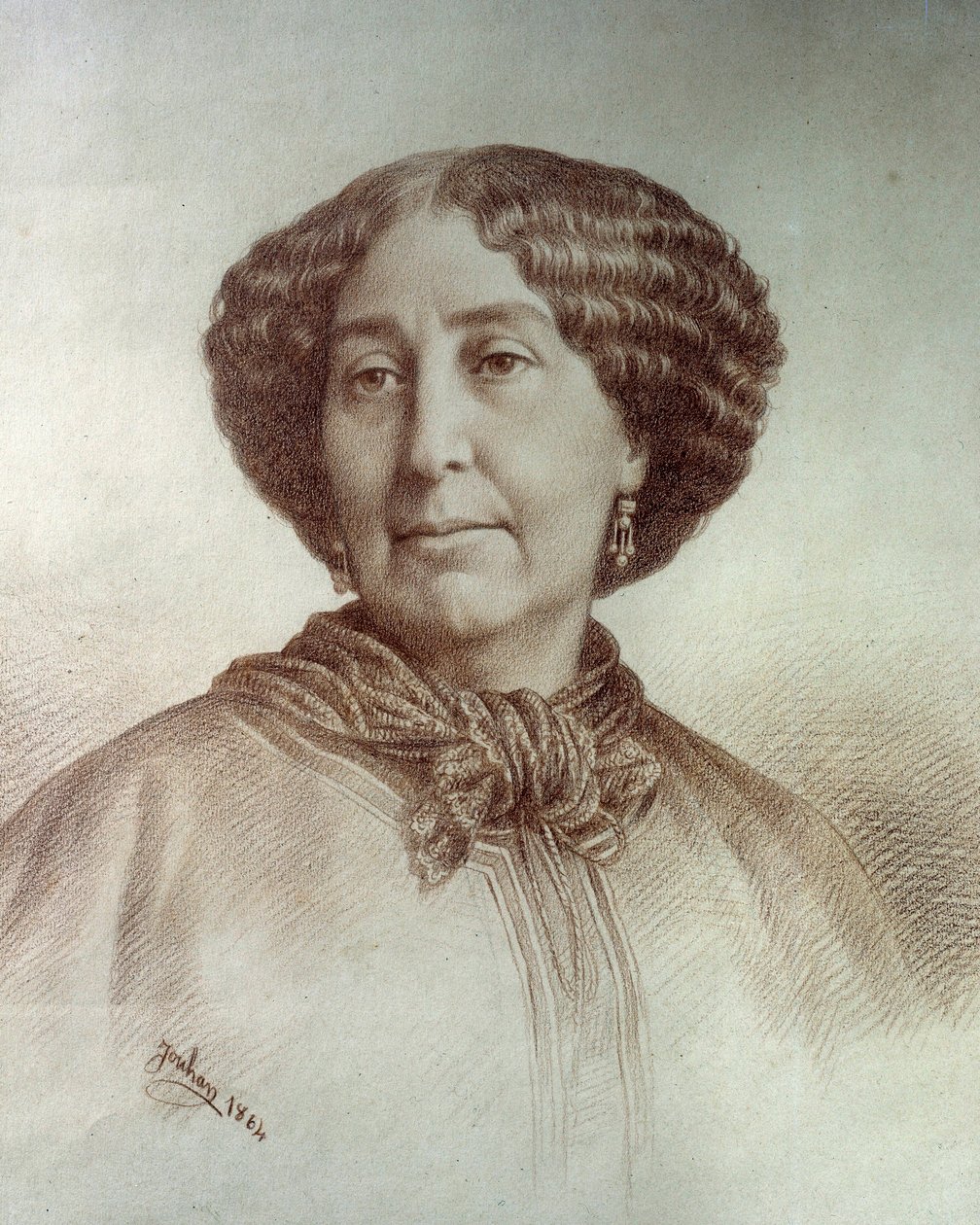 Portret kobiety z listów George Sand (1804-1876) Aurore Dupin, baronowa Dudevant Rysunek Rene Jouhan (1835-?) z fotografii Nadara autorstwa Nadar