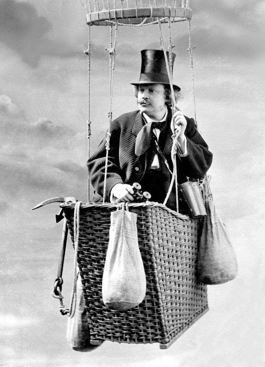 Francuski fotograf Gaspard Felix Tournachon dit Felix Nadar (1820-1910) tutaj autoportret w studio w gondoli balonu na ogrzane powietrze autorstwa (1820 1910) Nadar