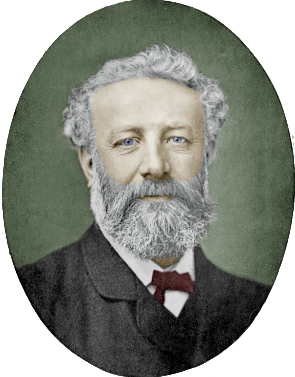 Juliusz Verne (1828-1905) Francuski pisarz, fotografia Nadara, obraz kolorowy autorstwa (1820-1910) Nadar