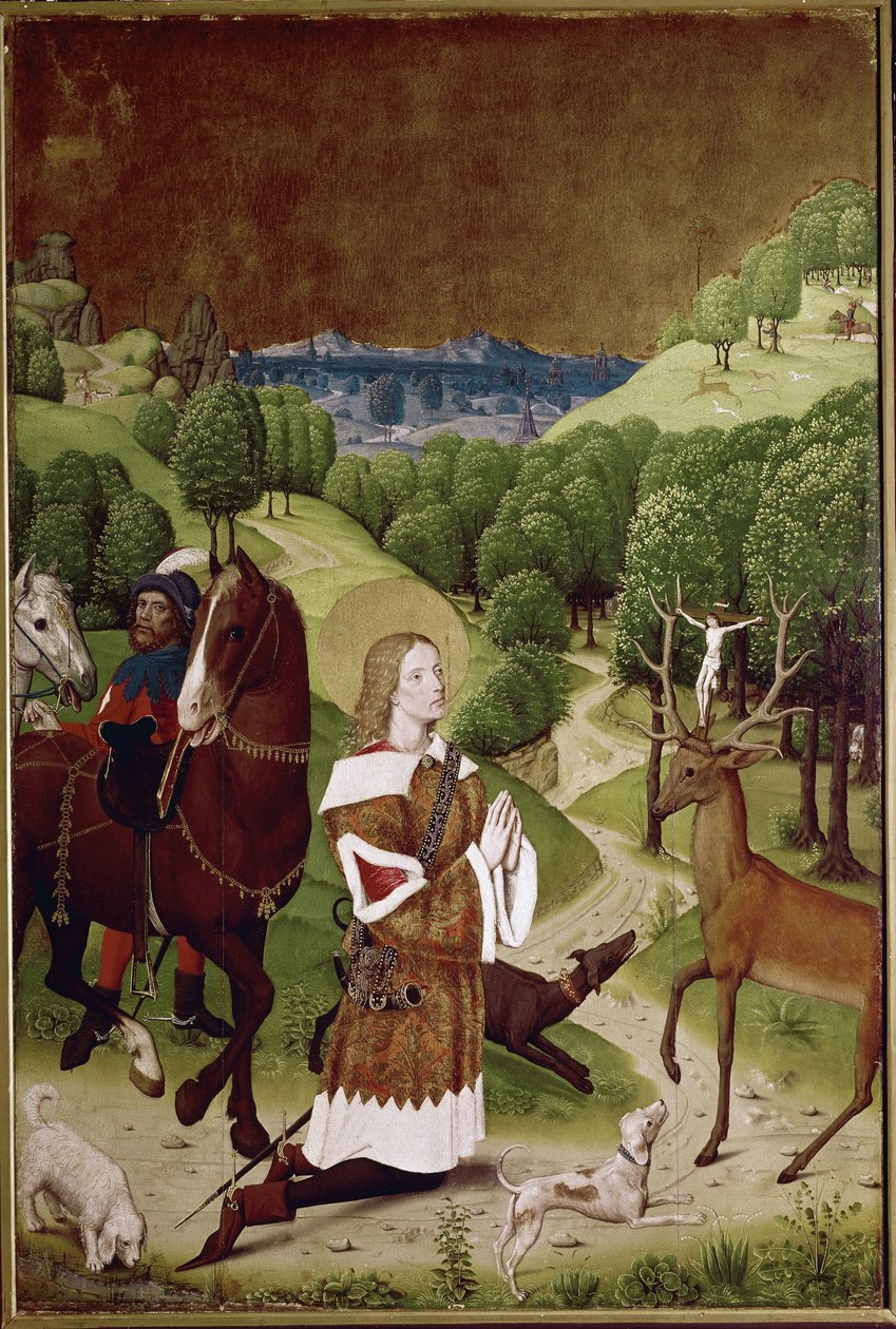 Konwersja św. Huberta (olej na desce autorstwa (active c.1463 c.1490) Master of Wilten