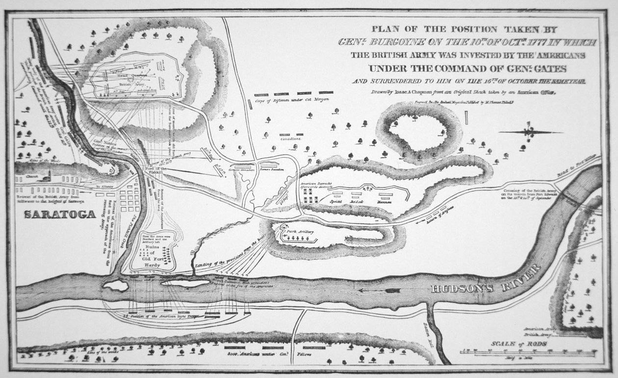 Plan bitwy pod Saratogą, październik 1777 (lito) autorstwa (after) American School