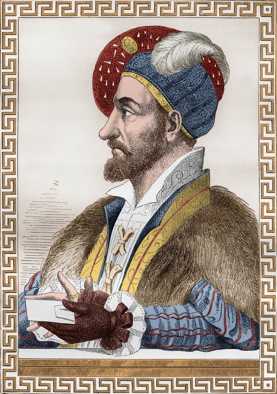 Karol III książę Bourbon, znany jako Connetable of Bourbon (1490-1527) connetable Francji w latach 1515-1521, następnie wstąpił na służbę Charlesa Quinta, rytując według Gainieresa z książki „Francois1er” De Lescure autorstwa (after) French School