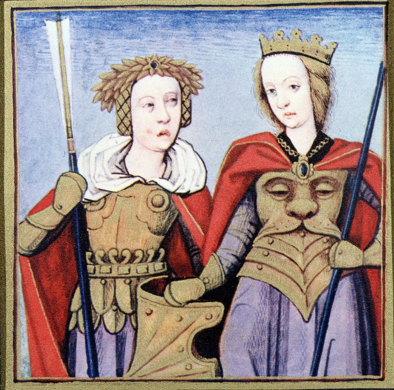 Orithia and Antiopus, królowe Amazonki według „Panie sławy” Boccace. autorstwa (after) French School