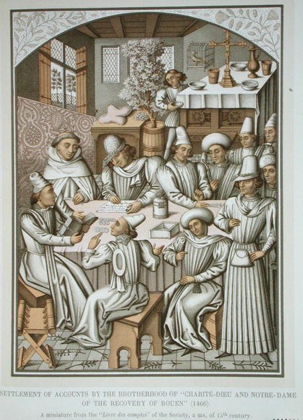 Rozliczenie rachunków przez Bractwo „Charite-Dieu i Notre-Dame odrodzenia Rouen”, z „Livre des comptes” autorstwa (after) French School