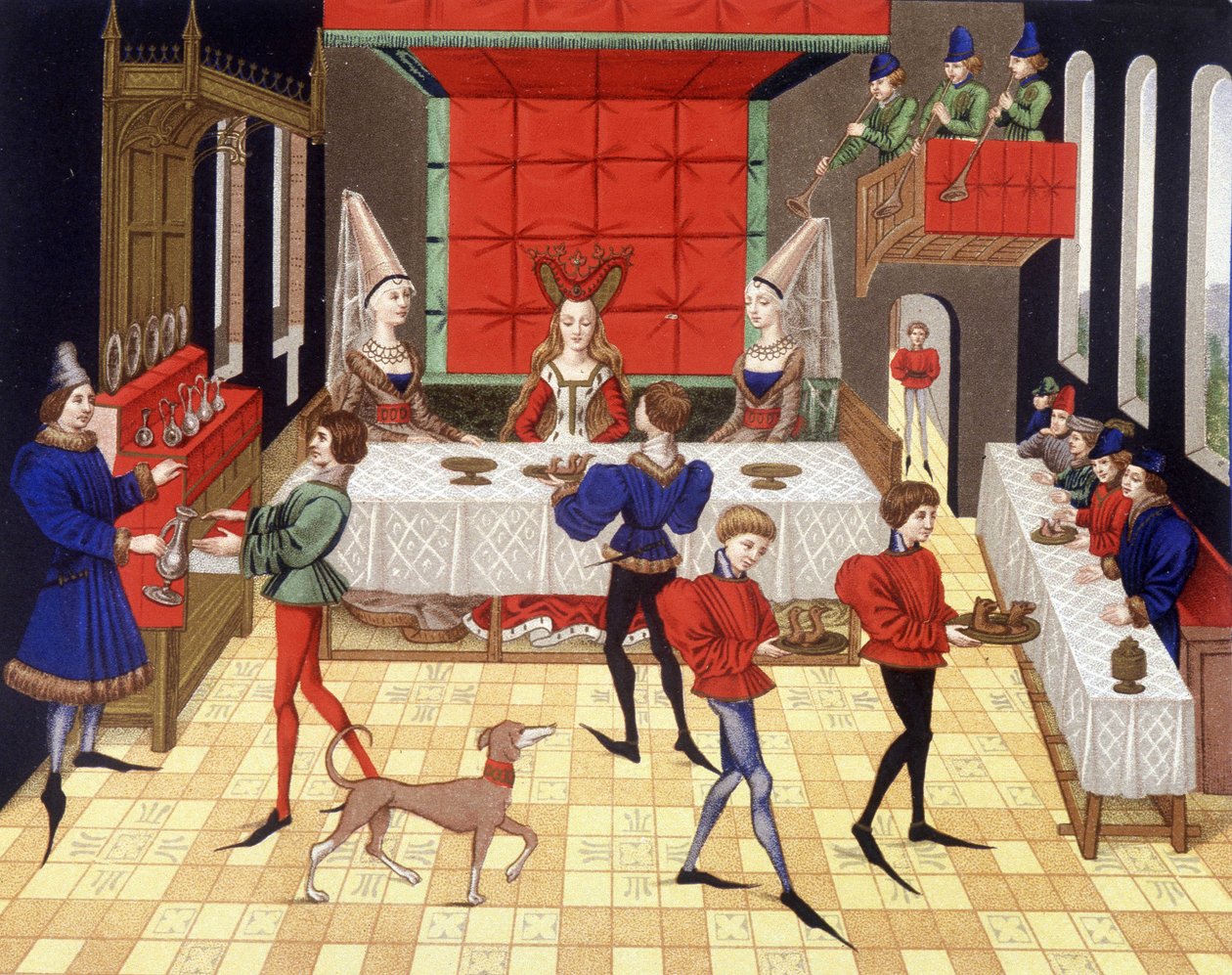 Serwis stołowy w kasztelanie - faksymile miniatury Rzymianina Renauda de Montaubana autorstwa (after) French School