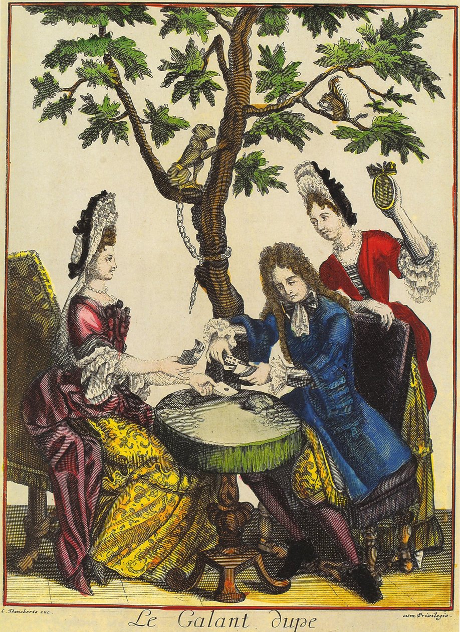 The Gallant Dupe, grawerowany przez Theodorusa Danckertsa (1663-1727) autorstwa (after) French School
