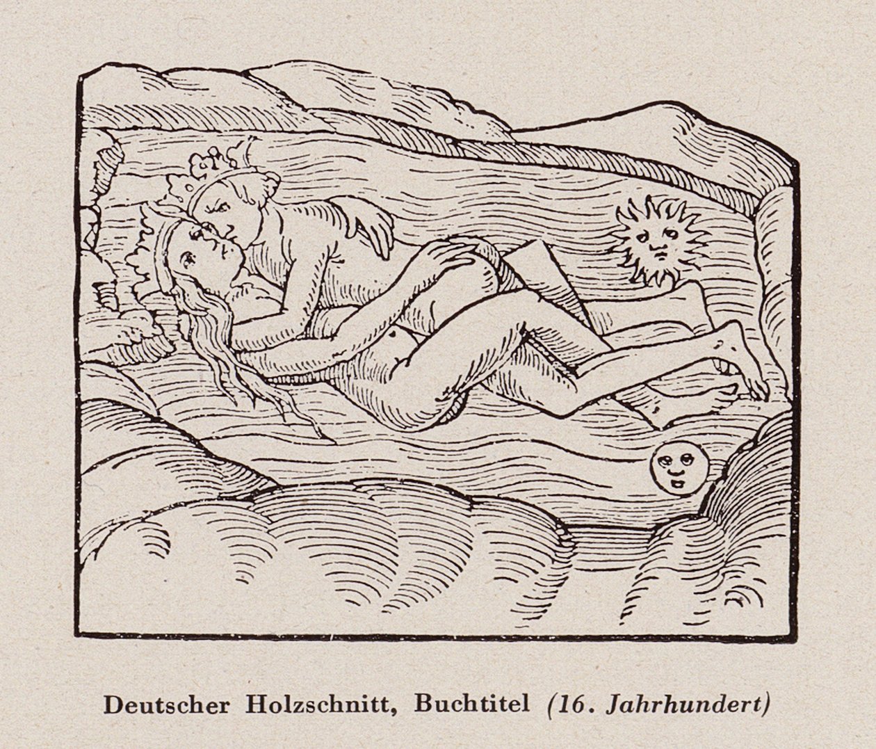 Król i królowa podczas stosunku seksualnego (drzeworyt) autorstwa (after) German School