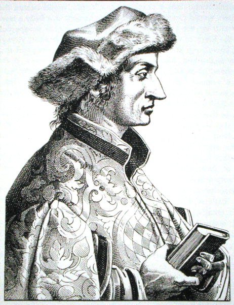 Portret Sebastiena Branta (ok. 1485-1521), z „Das Kloster” t. I autorstwa J Scheible, Stuttgart 1845, ilustrowany w „Historii magii”, wydanej pod koniec XIX w. (lito) autorstwa (after) German School