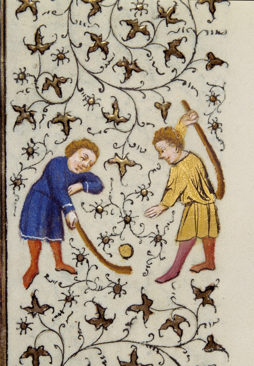 Jednostronicowa gra o krążkach Szczegół z rękopisu „Les Tres Riches Hours du Duke Francois de Guise”” ogłoszonego przez Mistrza Boucicaut. XV wiek. Muzeum Conde, Chantilly autorstwa (and workshop) Boucicaut Master