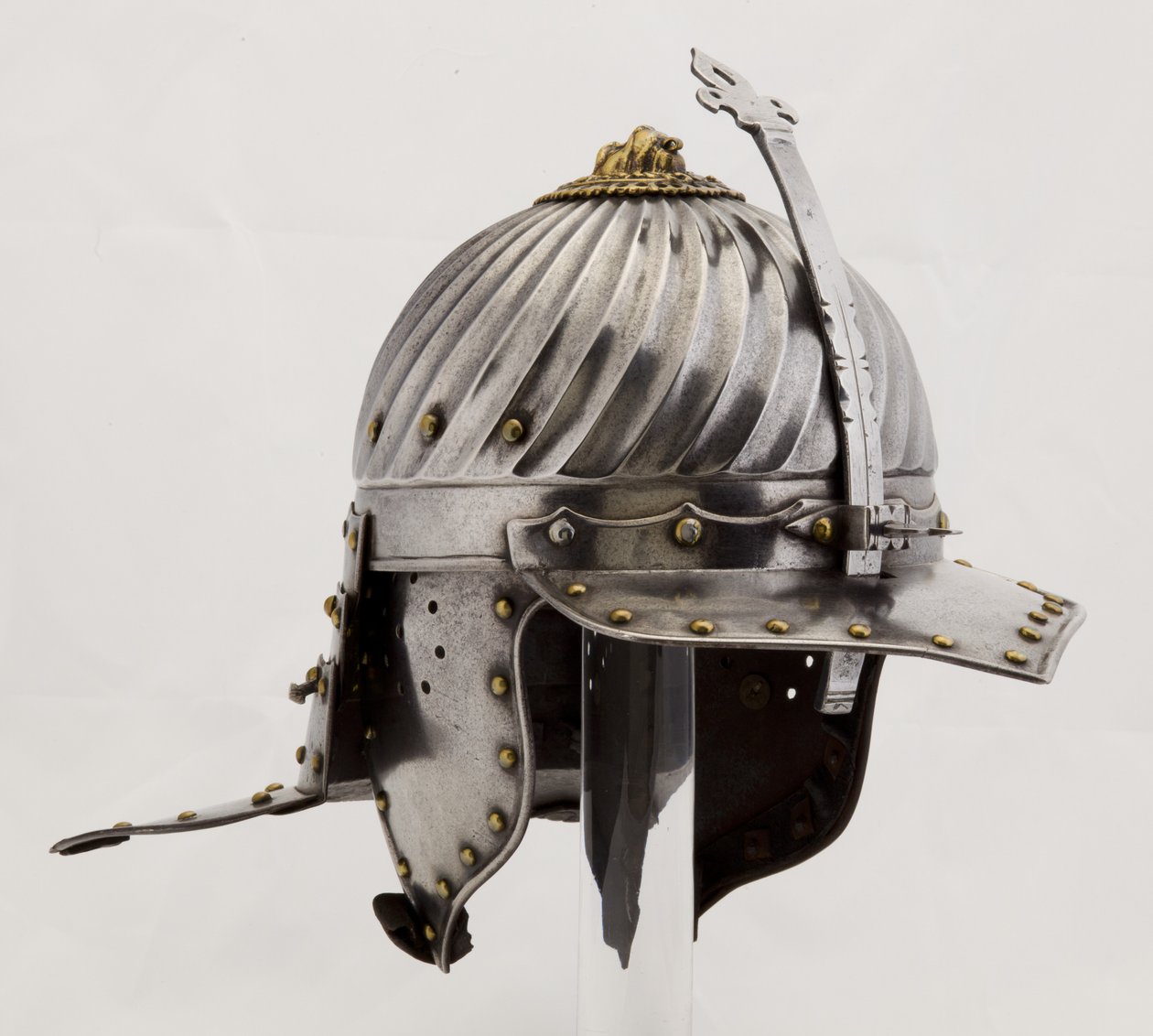 Zischägge, c.1620-25 (stal, żelazo, mosiądz i skóra) autorstwa (attr.to) German School