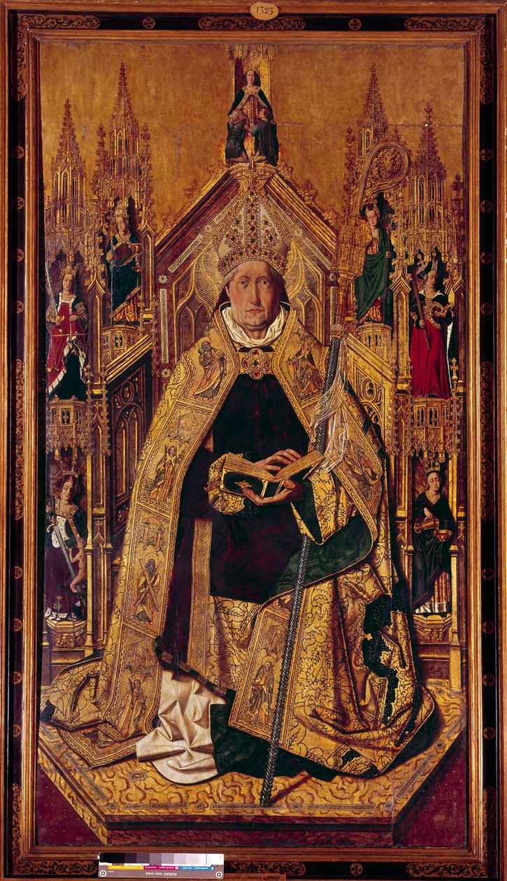 Św. Dominika de Silos (1000-1073) na tronie Dominika była pasterzem Nawarry. Został mnichem benedyktyńskim w Silos w Kastylii. Obraz na drewnie autorstwa Cardenas Bermejo (1435/40-1500) XV w. Wym. 242 x 130 cm Madryt, Muzeum Prado - Św. Dominik z autorstwa Bermejo