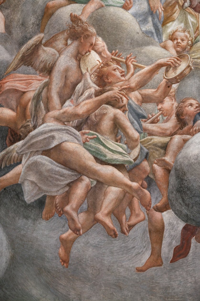 Kąty grające na instrumentach muzycznych, detal 3660852 autorstwa (c.1489 1534) Correggio