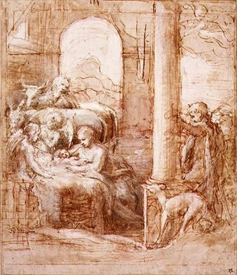 PD.119-1961 Narodzenia, ok.1522 (pióro i atrament, pranie i kreda) autorstwa (c.1489 1534) Correggio
